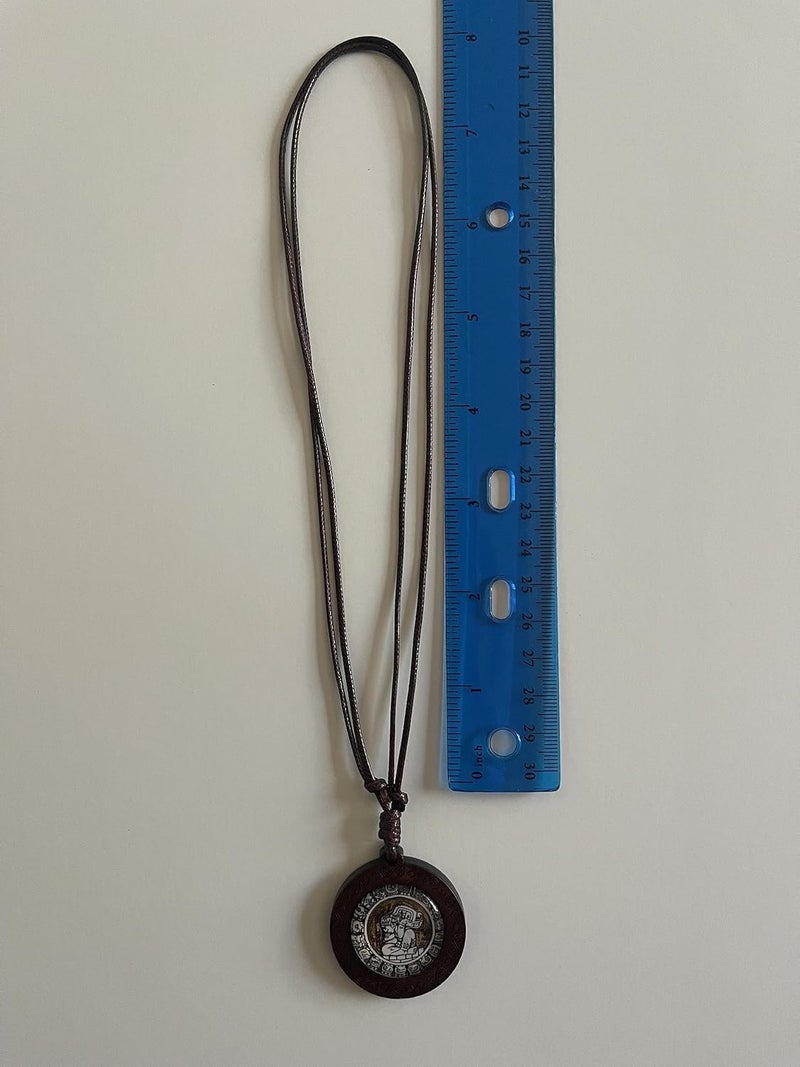 Handmade Mayan Necklace and Aztec Necklace Mexican Jewelry Maya Calendar Pendant Art - Image 5